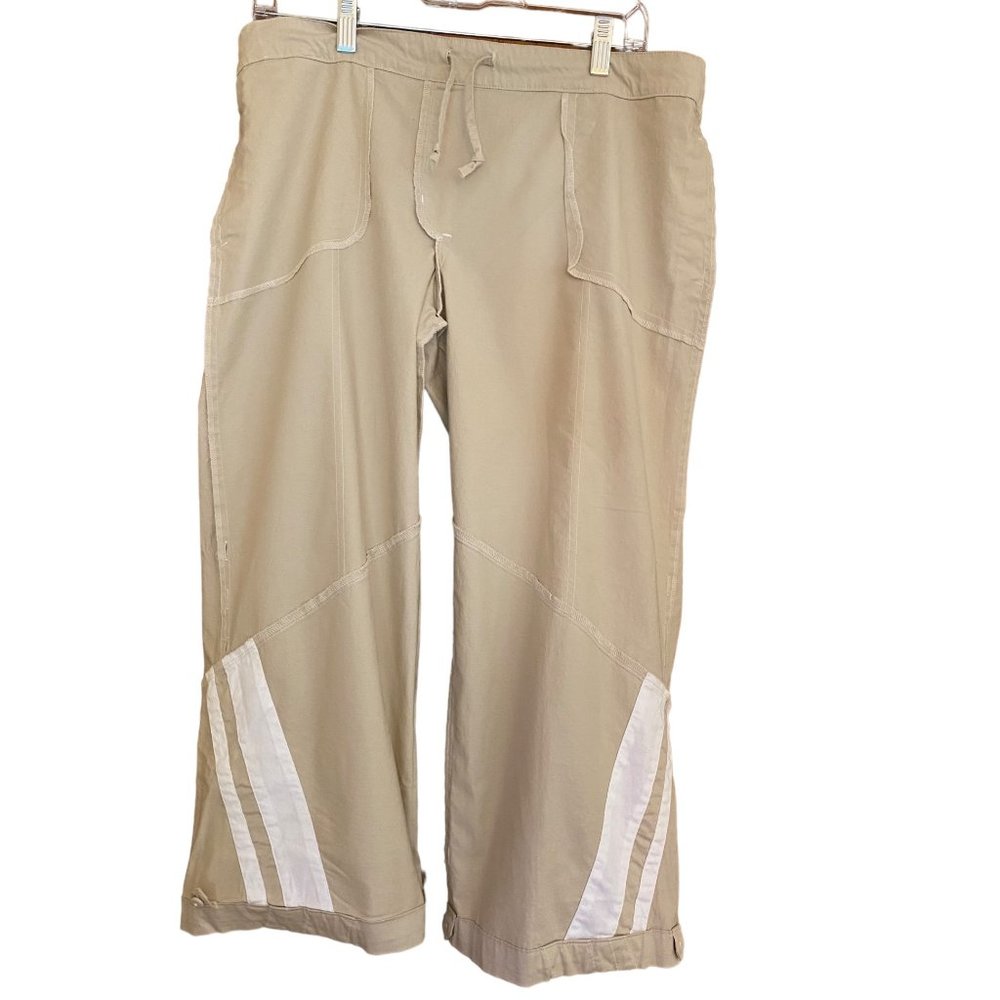 Nike Pants Women Large (12-14) Tan Wide Leg Stretch Button Up Convert to‎ Shorts